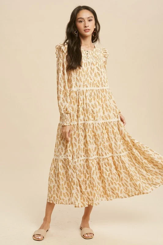 Off - the - Shoulder Women Dress for a Romantic and Feminine LookOff - the - Shoulder Women Dress for a Romantic and Feminine LookLong SleeveTiered Maxi Dress