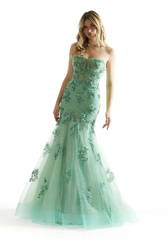 Strapless Women Dress with a Built - in Bra for Comfort and SupportStrapless Women Dress with a Built - in Bra for Comfort and SupportMorilee Strapless 3D Floral mermaid Prom Dress 49008
