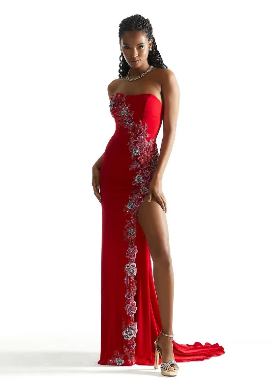 Printed Abstract Women Dress for a Modern and Artistic AppealPrinted Abstract Women Dress for a Modern and Artistic AppealMorilee Strapless 3D Floral High Slit Prom Dress 49009