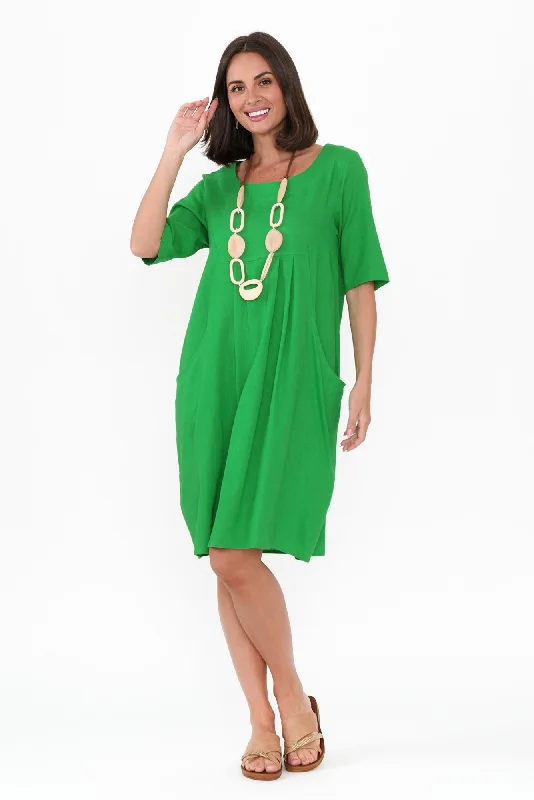 Plus Size Women Dress with a Flattering A - Line Cut for Comfort and StylePlus Size Women Dress with a Flattering A - Line Cut for Comfort and StyleMyley Green Linen Cotton Dress
