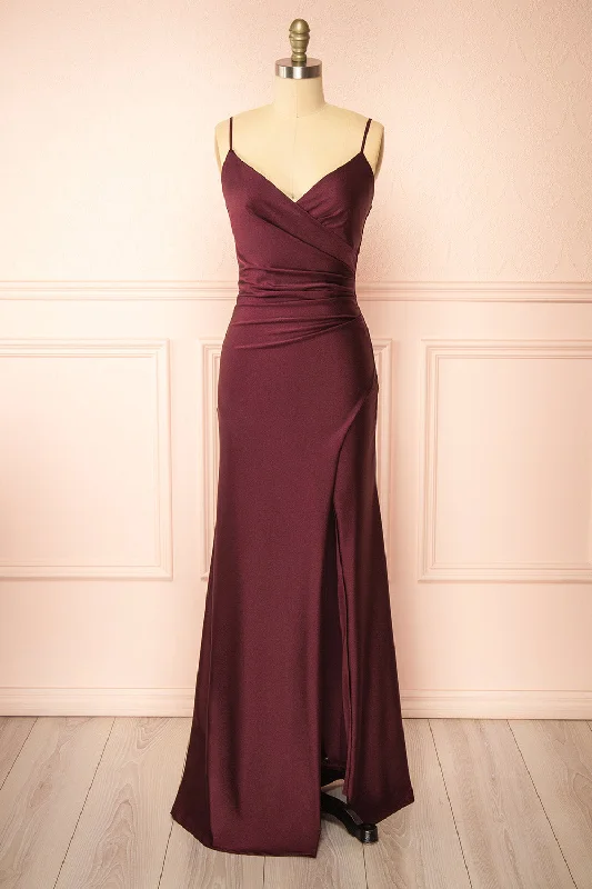 Backless Women Dress for a Sexy and Alluring Look at Evening EventsNyra Burgundy | Mermaid Dress w/ Wrapped Bodice