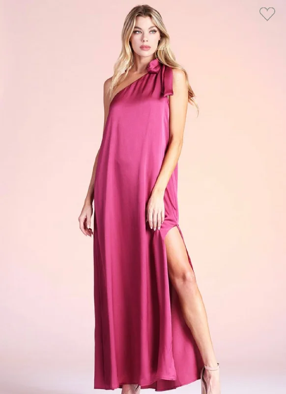 Mermaid - Style Women Dress with a Fitted Silhouette for Special OccasionsMermaid - Style Women Dress with a Fitted Silhouette for Special OccasionsOne Shoulder Bow Tie Up A Line Side Slit Maxi Occasion Dress