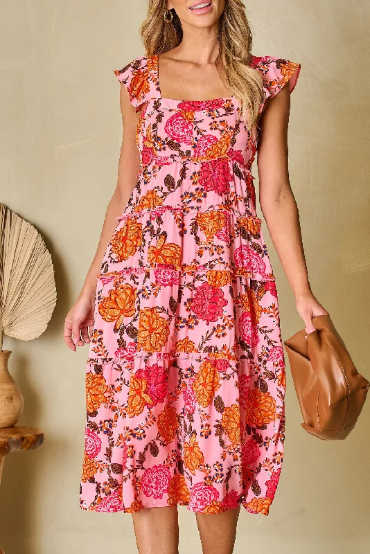 Halter Neck Women Dress to Show Off the Shoulders and NecklineHalter Neck Women Dress to Show Off the Shoulders and NecklineFloral Ruffle Tiered Midi Dress