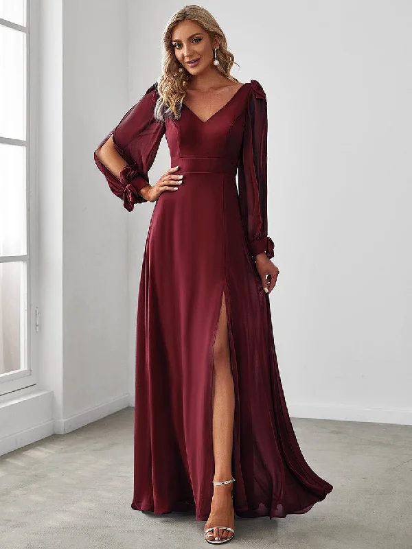 Printed Abstract Women Dress for a Modern and Artistic AppealPrinted Abstract Women Dress for a Modern and Artistic AppealOpen Lantern Sleeve A-Line Bridesmaid Dress