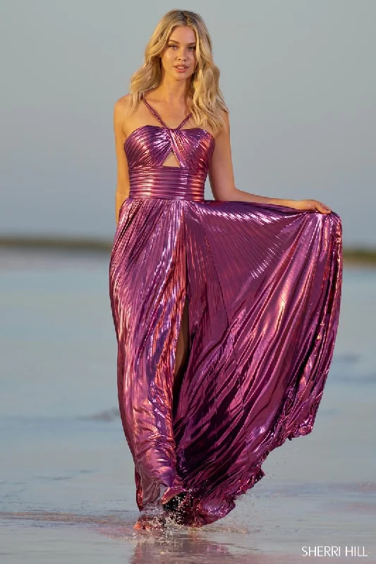 Lace - Embellished Women Dress for an Elegant and Sophisticated AppearanceLace - Embellished Women Dress for an Elegant and Sophisticated AppearanceSherri Hill Pleated Metallic Prom Dress 55930