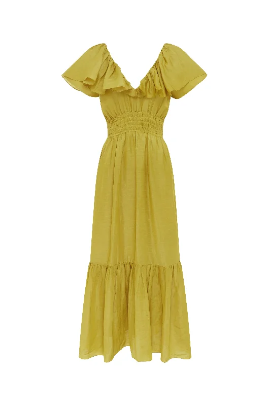 Halter Neck Women Dress to Show Off the Shoulders and NecklineSienna | Mustard Gold