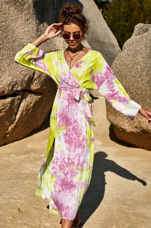 Halter Neck Women Dress to Show Off the Shoulders and NecklineHalter Neck Women Dress to Show Off the Shoulders and NecklineTie Dye Wrap Maxi Dress