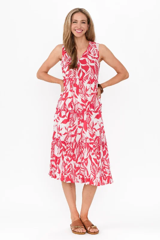 Shift Women Dress with a Simple and Classic Design for Everyday WearShift Women Dress with a Simple and Classic Design for Everyday WearTulla Pink Tropical Cotton Sleeveless Dress