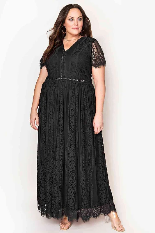 Empire Waist Women Dress to Accentuate the Bust and Conceal the WaistEmpire Waist Women Dress to Accentuate the Bust and Conceal the WaistV-Neck Short Sleeve Lace Maxi Dress