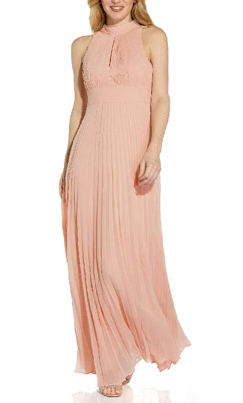 Strapless Women Dress with a Built - in Bra for Comfort and SupportAdrianna Papell AP1E208859 - High Neck Pleated A-line Dress