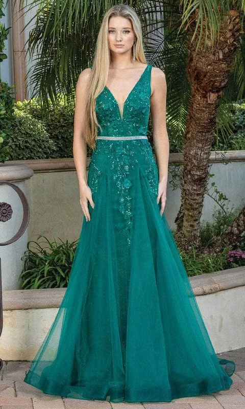 Halter Neck Women Dress to Show Off the Shoulders and NecklineDancing Queen 4311 - Plunging Neckline Tulle Prom Dress