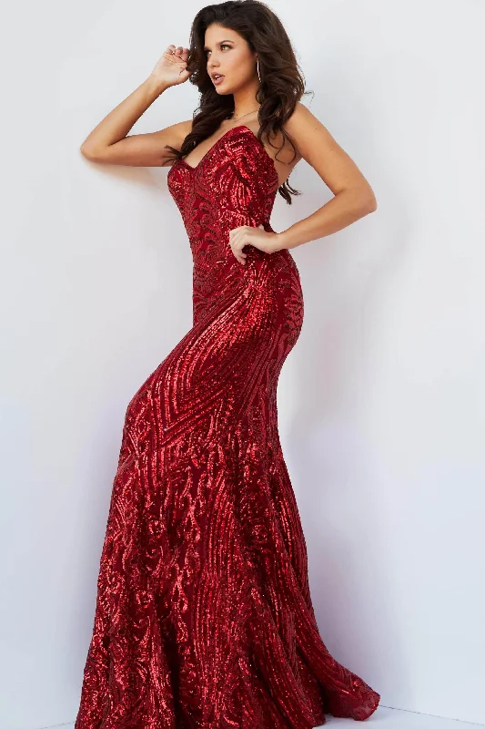 Backless Women Dress for a Sexy and Alluring Look at Evening EventsJovani 09695 - Sequined Sheath Prom Dress