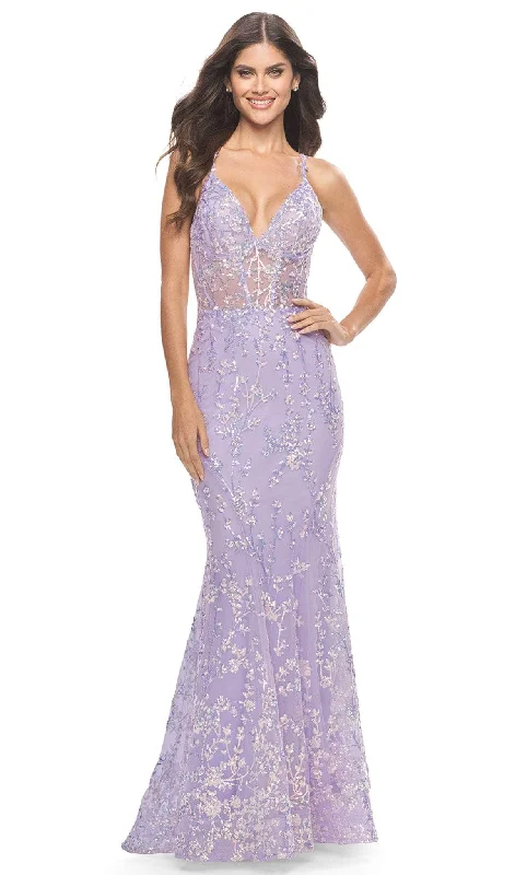 Ruffled Women Dress with Multiple Layers for a Playful and Girly StyleLa Femme 31596 - Sequin-Appliqued Trumpet Dress