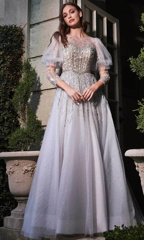 Long - Sleeve Women Dress in Velvet for a Luxurious Winter LookLadivine B707 - Puffed Sleeves Wedding Gown