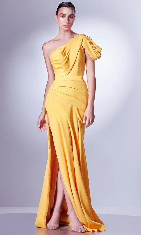 Mini Women Dress with a Short Hem for a Young and Trendy StyleMNM Couture G1342 - Draped Sash Evening Gown