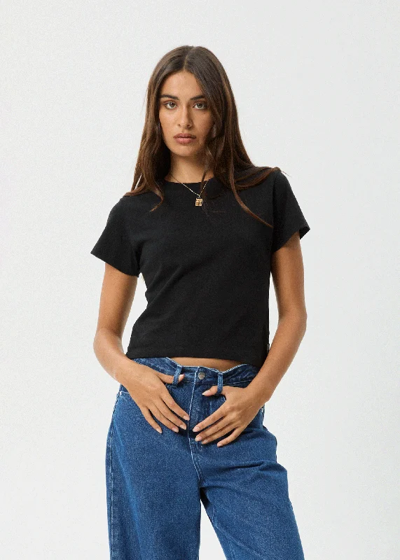 Ringer T Shirt Women with Retro - Inspired StripesRinger T Shirt Women with Retro - Inspired StripesAFENDS Womens Carmen - Baby Tee - Black