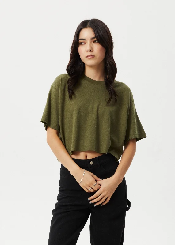 Embroidered Women T Shirt with Intricate DetailsEmbroidered Women T Shirt with Intricate DetailsAFENDS Womens Slay Cropped - Oversized Tee - Military