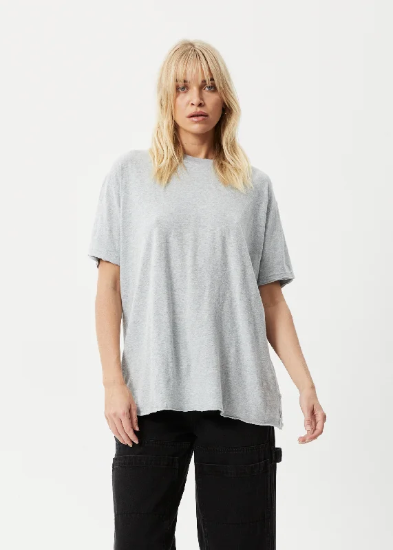 Crop Top Women T Shirt to Pair with High - Waisted BottomsAFENDS Womens Slay - Oversized Tee - Shadow Grey Marle