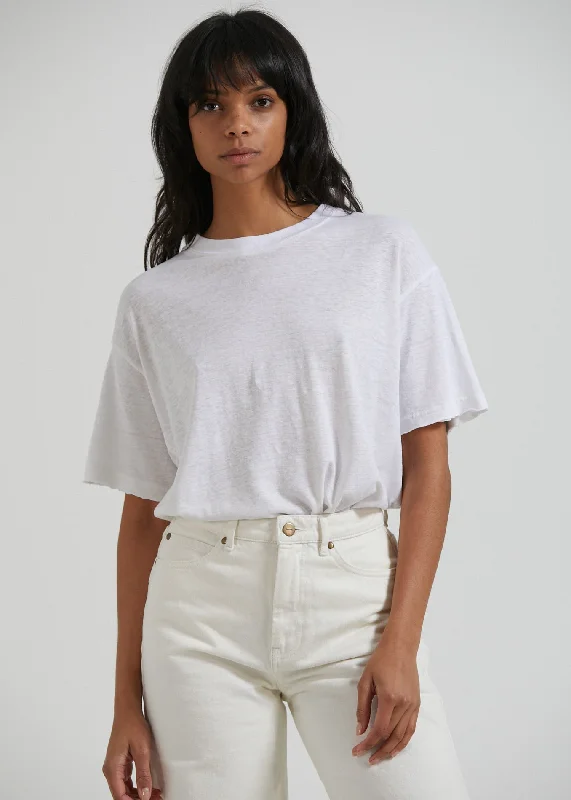 Distressed Women T Shirt with a Laid - Back AestheticAFENDS Womens Slay - Hemp Oversized Tee - White