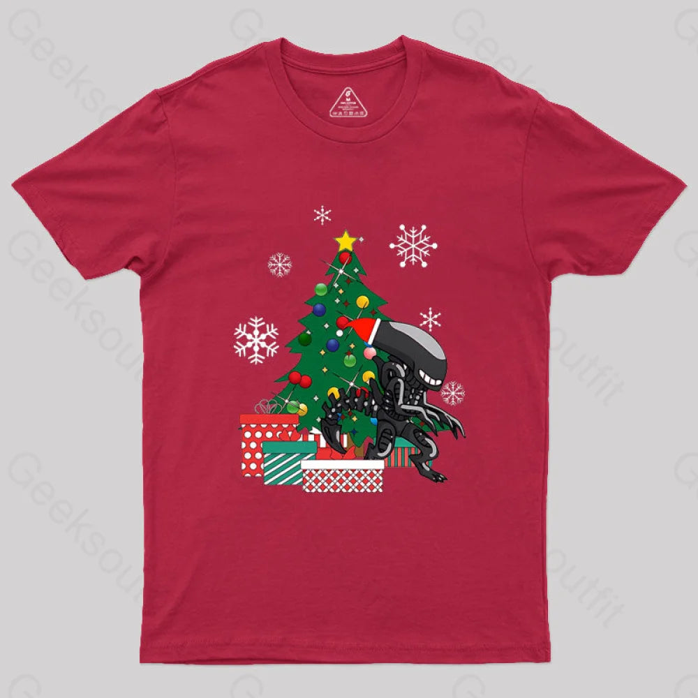 Embroidered Women T Shirt with Intricate DetailsEmbroidered Women T Shirt with Intricate DetailsAlien Xenomorph Around The Christmas Geek T-Shirt