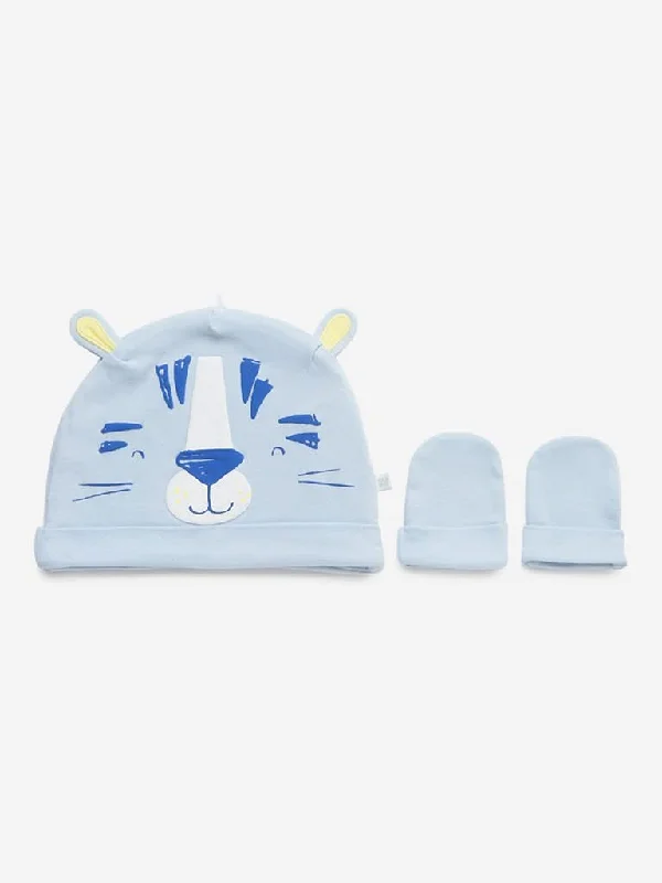 Baby HOP Blue Tiger Hat wIth Mittens