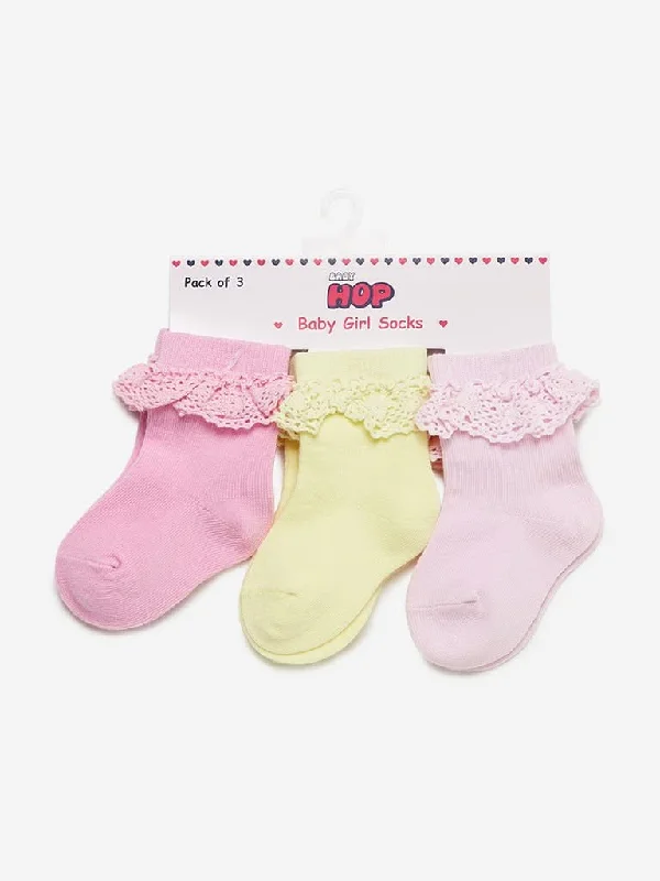 Baby HOP Pink Girls Socks Pack of Three