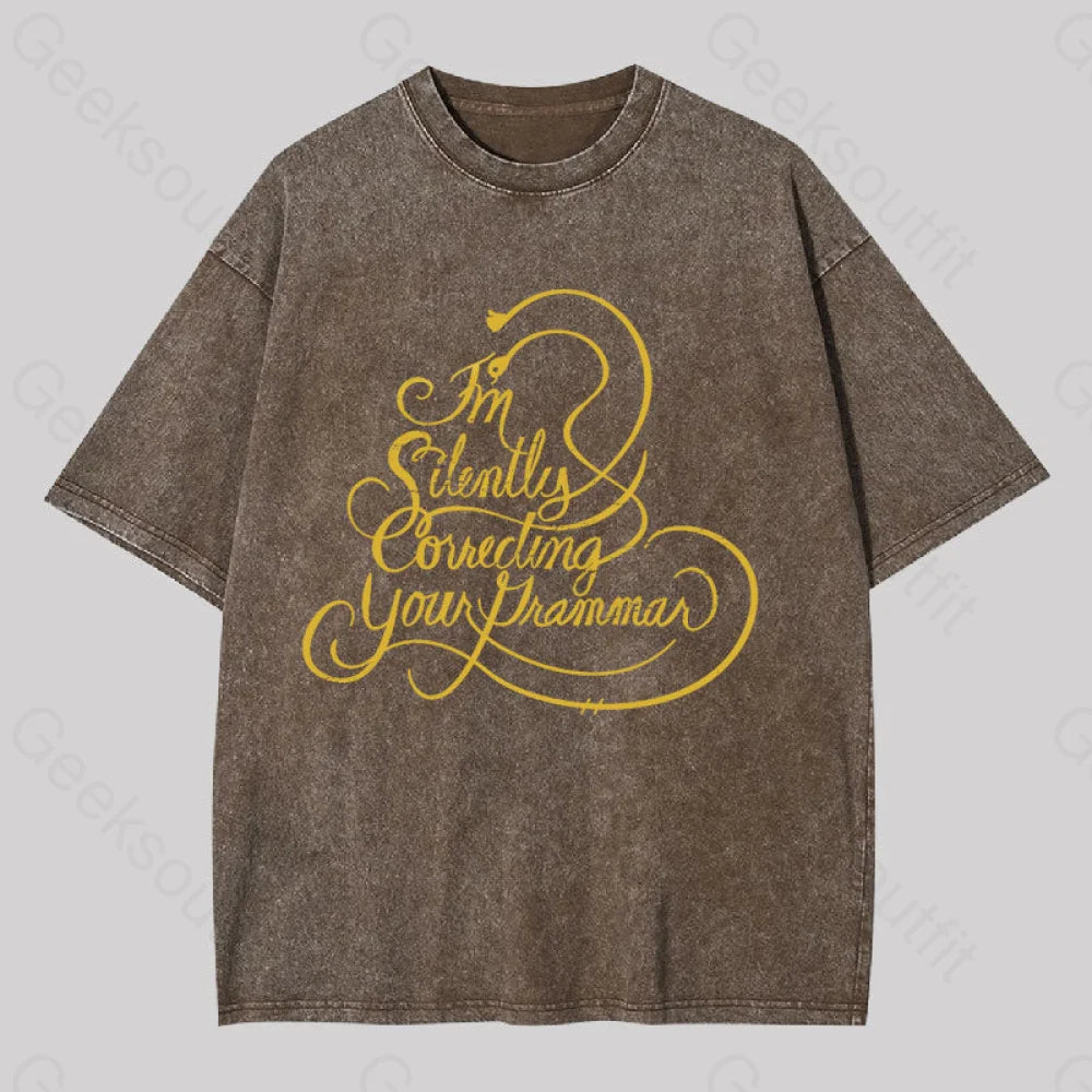 Graphic Print Women T Shirt for a Trendy StatementGraphic Print Women T Shirt for a Trendy StatementCorrecting Your Grammar Vintage Geek Washed T-shirt