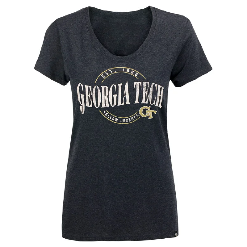 Graphic Print Women T Shirt for a Trendy StatementGraphic Print Women T Shirt for a Trendy StatementLadies Georgia Tech Yellow Jackets Wave Club Scoop T-Shirt