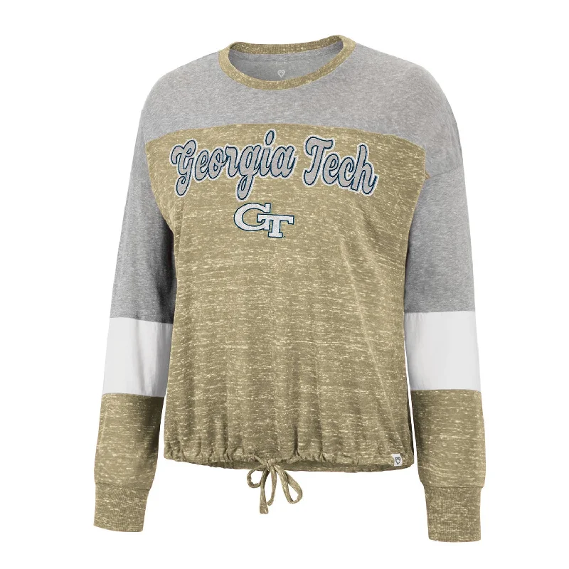 V - Neck Women T Shirt to Enhance the NecklineV - Neck Women T Shirt to Enhance the NecklineLadies Georgia Tech Yellow Jackets Joanna Tie Front Long Sleeve Gold T-Shirt