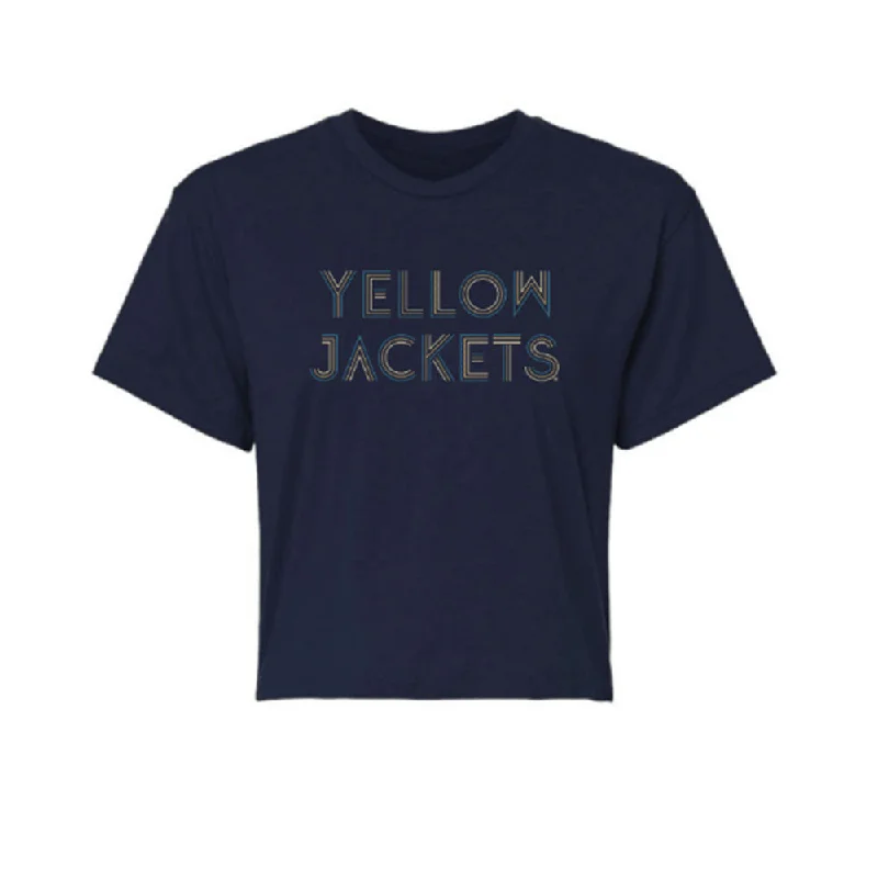 Crew Neck Women T Shirt with a Timeless DesignCrew Neck Women T Shirt with a Timeless DesignLadies Georgia Tech Yellow Jackets Tatum Ideal Crop Navy T-Shirt