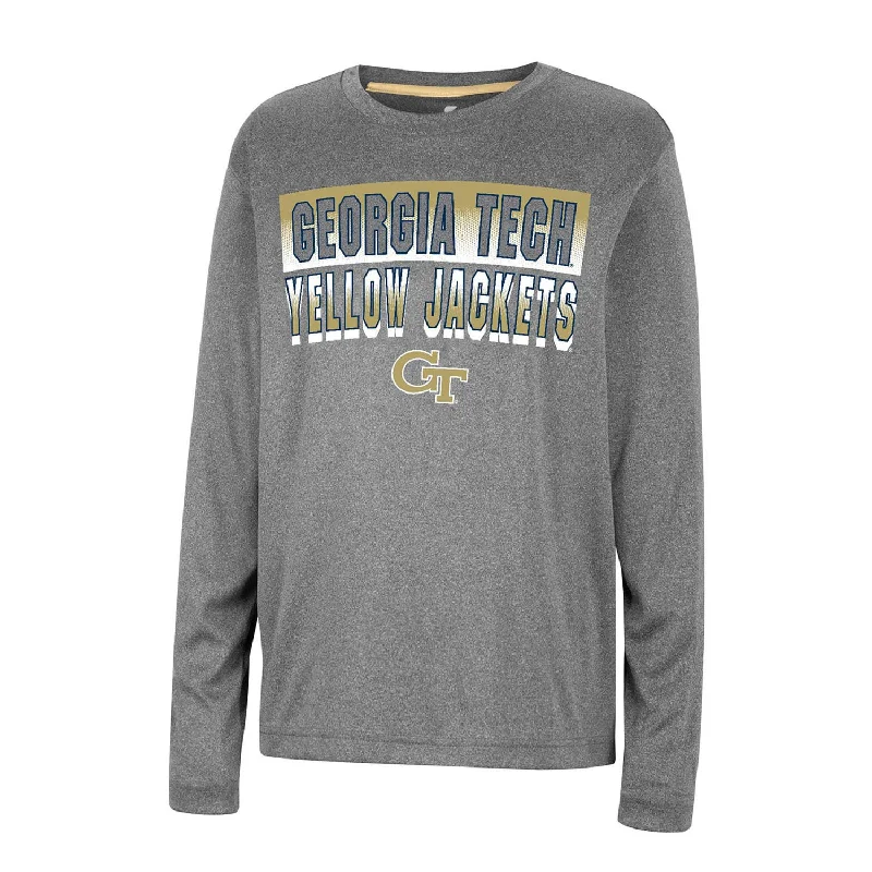 Crew Neck Women T Shirt with a Timeless DesignCrew Neck Women T Shirt with a Timeless DesignYouth Georgia Tech Yellow Jackets Feast Long Sleeve Grey T-Shirt