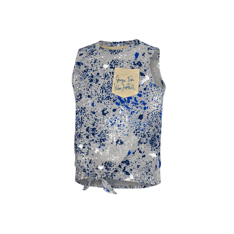 Pocketed Women T Shirt for Added FunctionalityPocketed Women T Shirt for Added FunctionalityGirls Georgia Tech Yellow Jackets Splatter Tie Front Tank