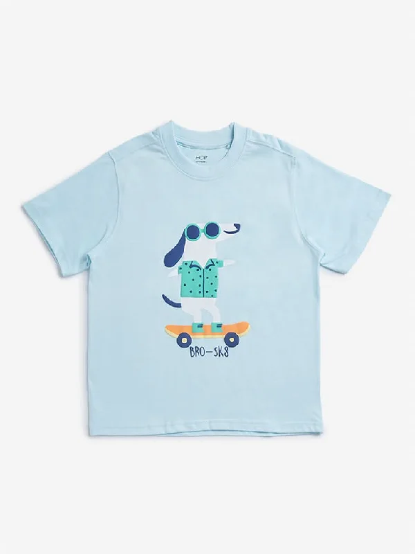 HOP Kids Light Blue Animal Design T-Shirt