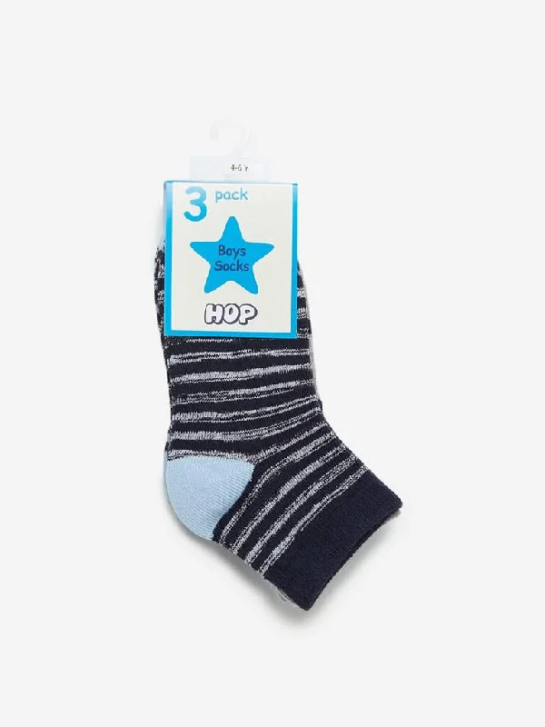 HOP Kids Navy Printed Socks Set of Three