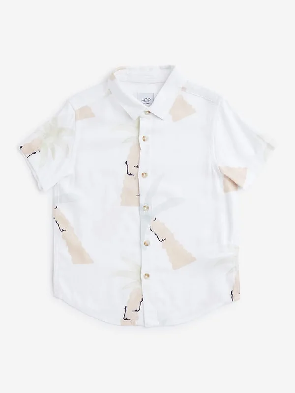 HOP Kids Off-White Tropical Printed Shirt