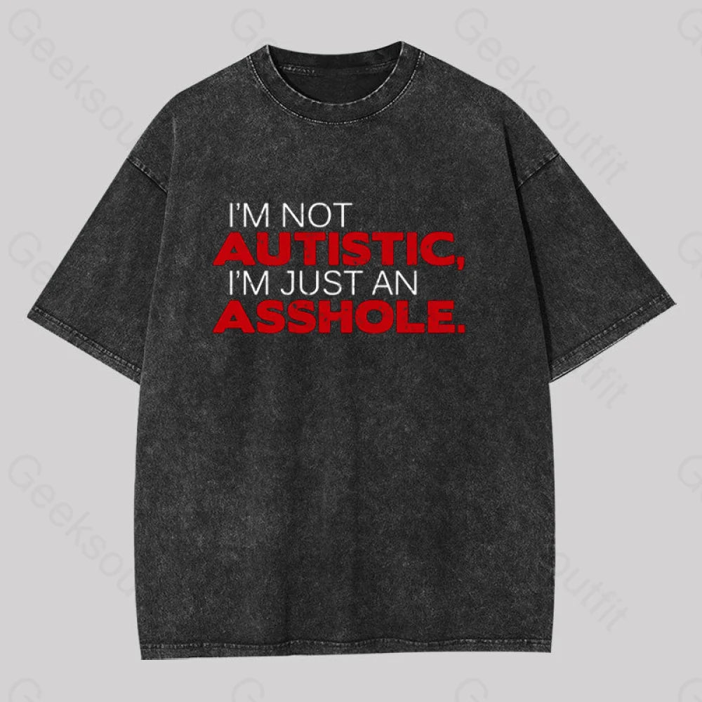 Ringer T Shirt Women with Retro - Inspired StripesRinger T Shirt Women with Retro - Inspired StripesI’m Not Autist I’mJust an Asshole Washed T-shirt
