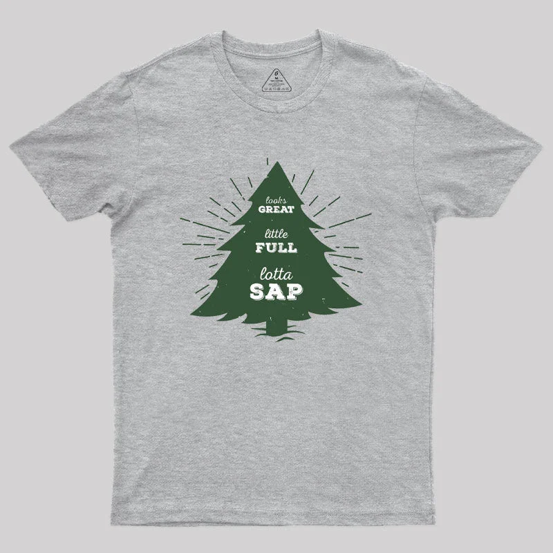 Crew Neck Women T Shirt with a Timeless DesignLittle Full, Lotta Sap... Green tree silhouette Geek T-Shirt