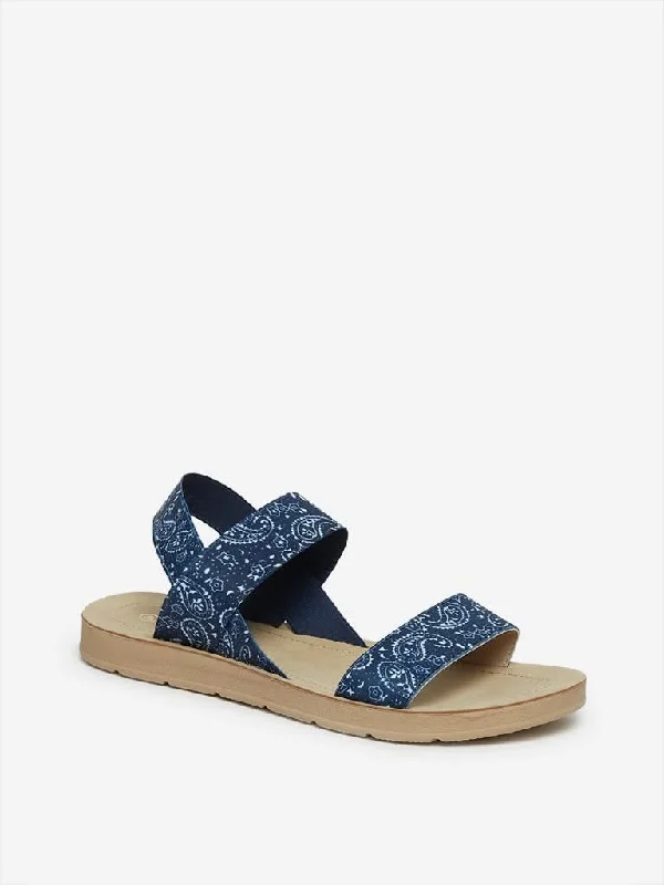 LUNA BLU Blue Floral Print Sandals