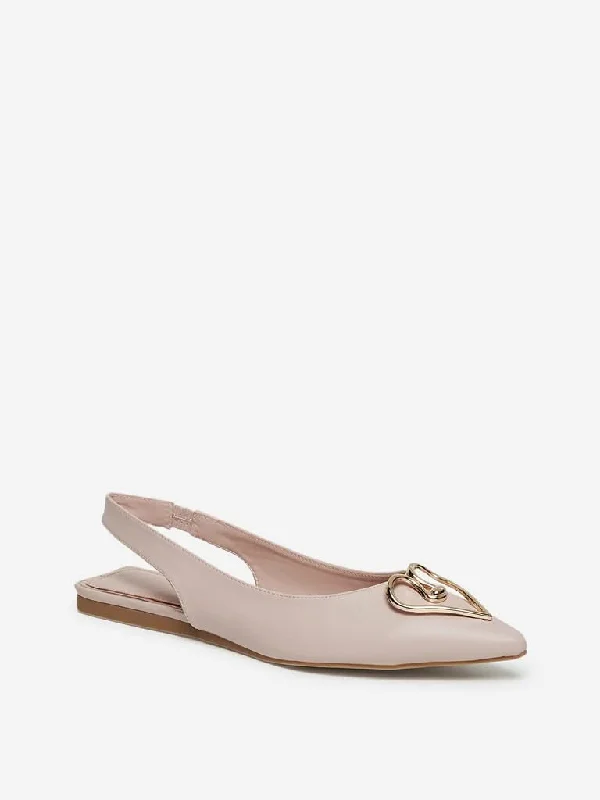 LUNA BLU Blush Pink Hardware Sling-Back Flats