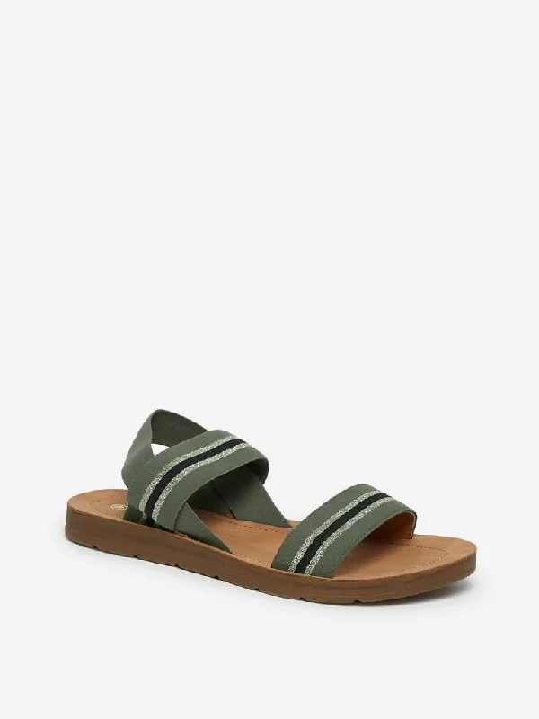 LUNA BLU Olive Striped Sandals