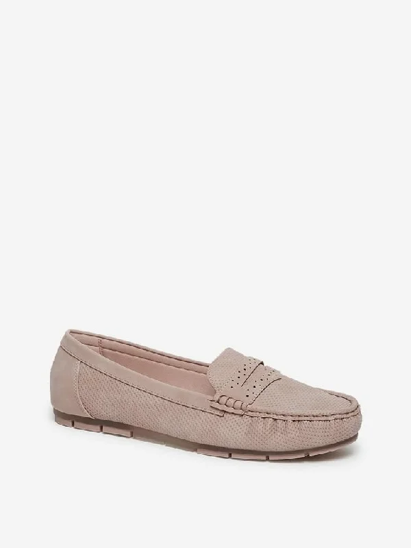 LUNA BLU Pink Perforated Design Loafers