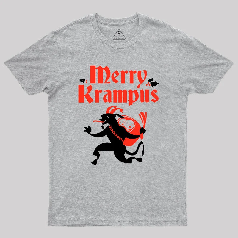 Crew Neck Women T Shirt with a Timeless DesignMerry Krampus Geek T-Shirt