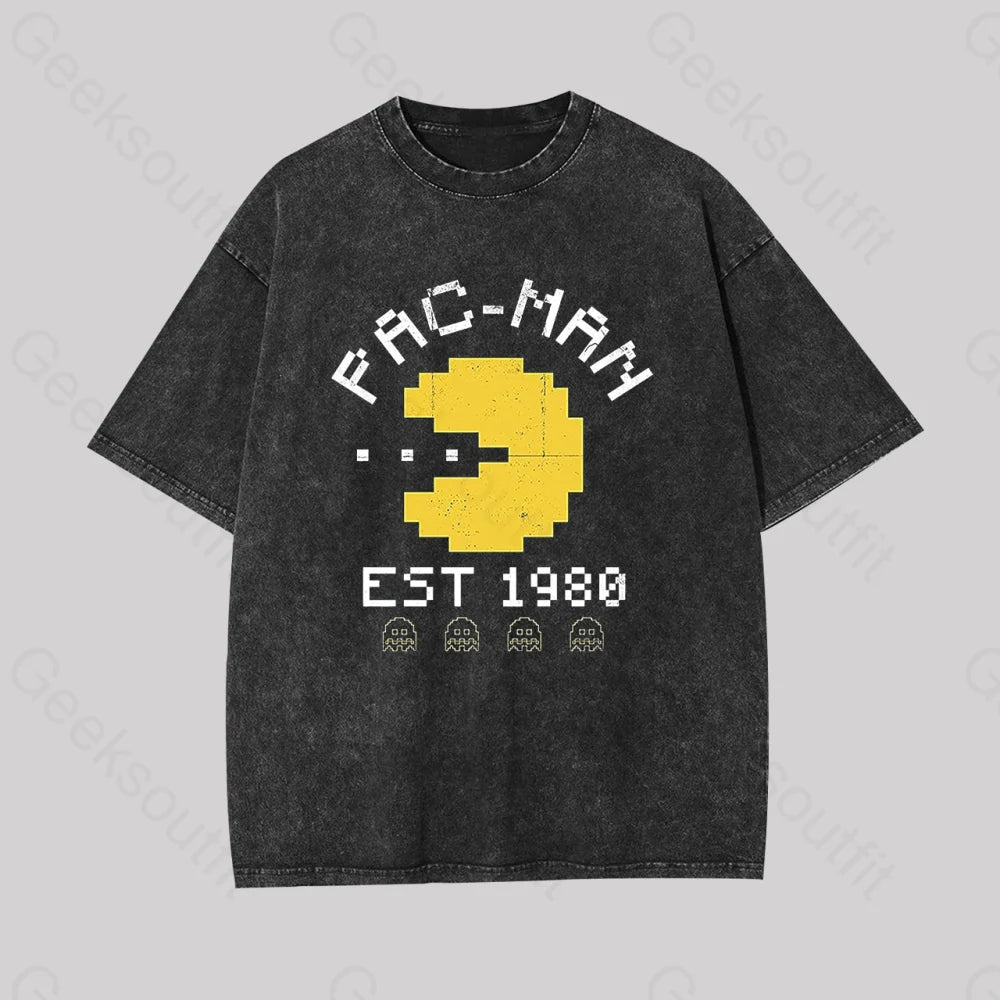 Tie - Dye Women T Shirt with a Bohemian VibePac Man EST 1980 Geek Washed T-shirt