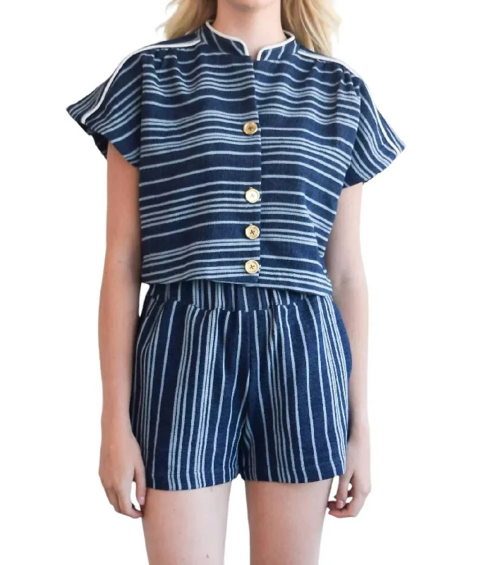 Pull On Knit Shorts In Navy Double Knit