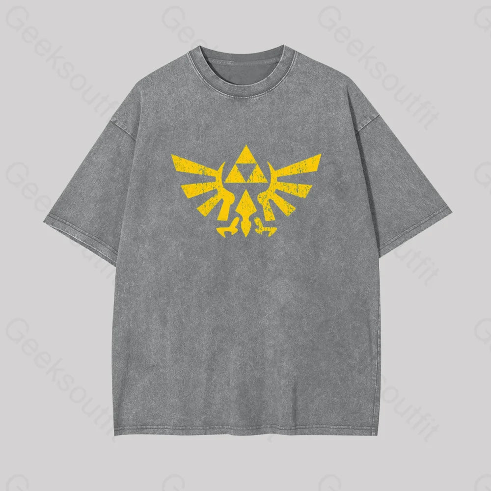 Crop Top Women T Shirt to Pair with High - Waisted BottomsRetro Zelda Element Geek Washed T-shirt