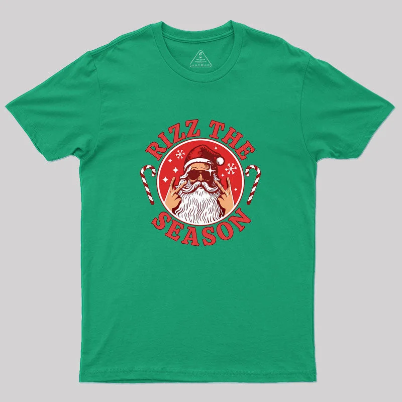 Organic Cotton Women T Shirt for Eco - Conscious WearersOrganic Cotton Women T Shirt for Eco - Conscious WearersRizz The Season Rizzmas Santa Claus Geek T-Shirt