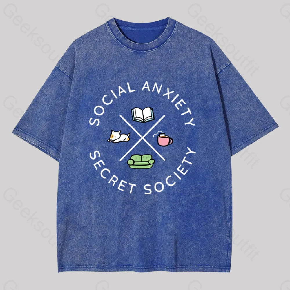 Ringer T Shirt Women with Retro - Inspired StripesSocial Anxiety Secret Society Washed T-shirt