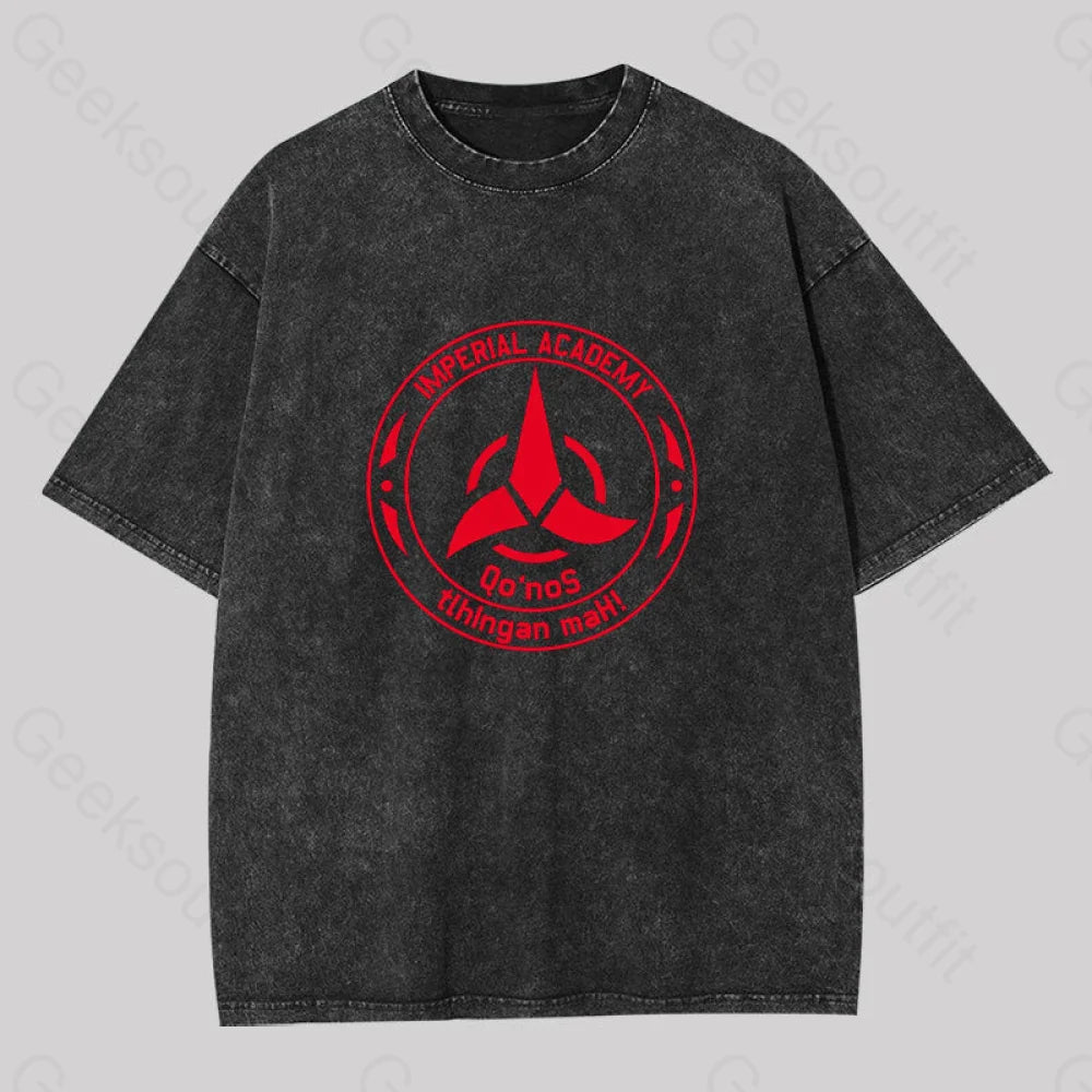 Tie - Dye Women T Shirt with a Bohemian VibeStar Trek Discovery Qo'noS Klingon Academy Geek Washed T-shirt