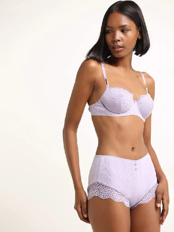 Superstar Lilac Cotton Blend Pointelle Lace Brief