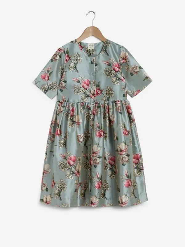 Utsa Kids Multicolour Floral Print Dress
